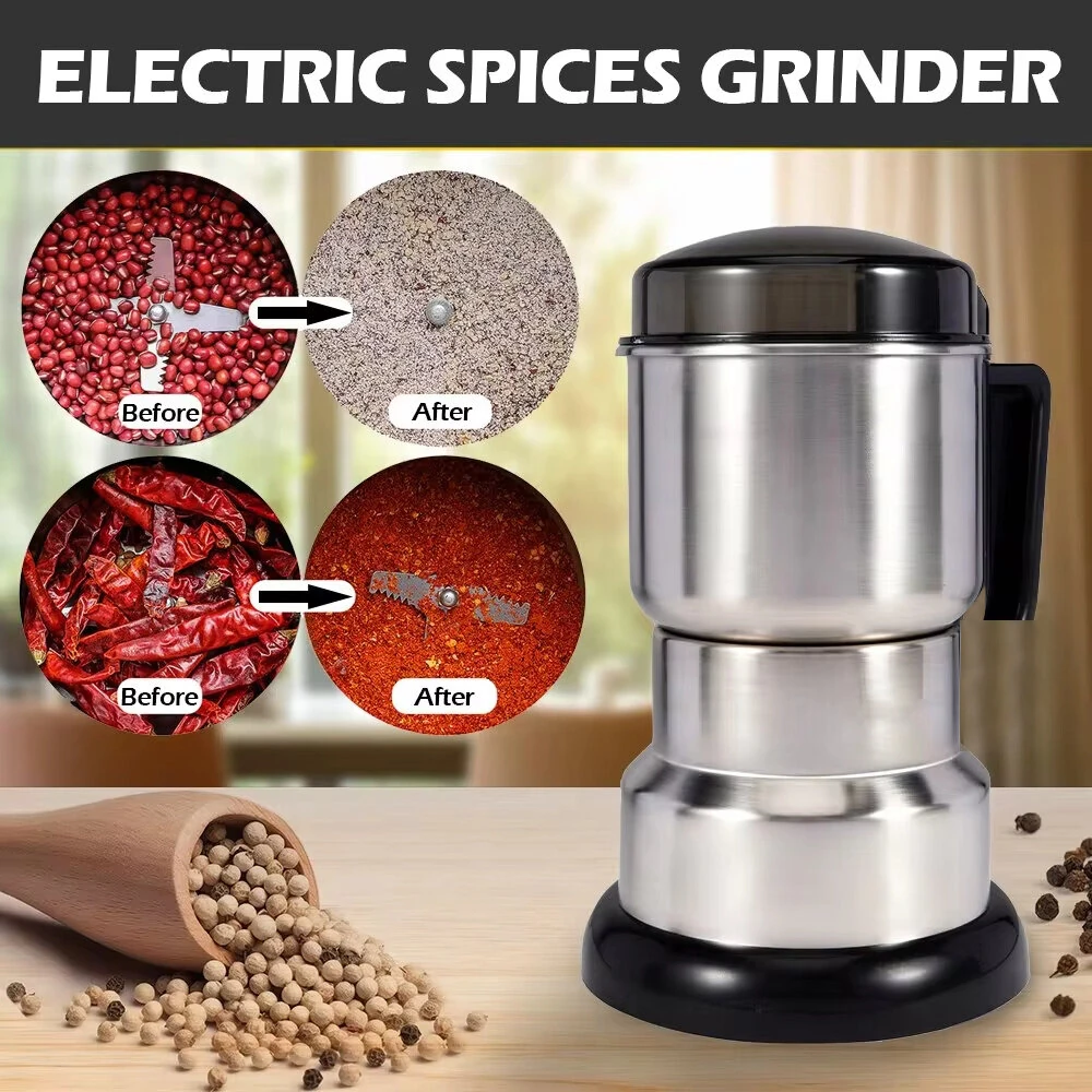 (image for) 400W Multifunctional Electric Coffee Grinder Adjustable Grinding Levels Stainless Steel for Coffee Beans Spices Nuts Home Kitchen 35,000 RPM