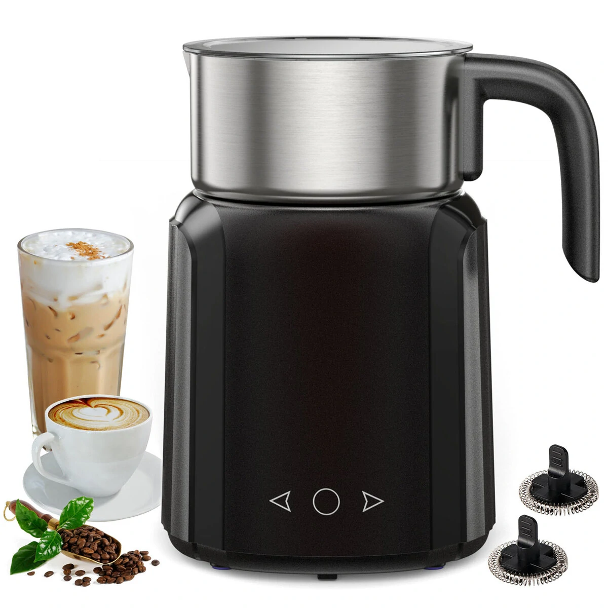 (image for) [EU/US Direct] Electric Milk Frother and Steamer, 9 Functions for Milk Foam Hot and Cold, Hot Chocolate Maker, Milk Warmer for Coffee Latte Cappuccino Macchiato, Food Grade Stainless Steel De