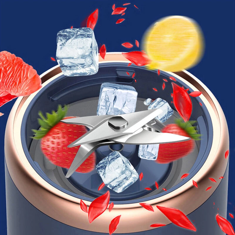 (image for) Portable USB Smoothie Blender Cup With 6 Blades 400ml Wireless Mini Charging Fruit Juicer And Food Blender With Ice Crushing Cup